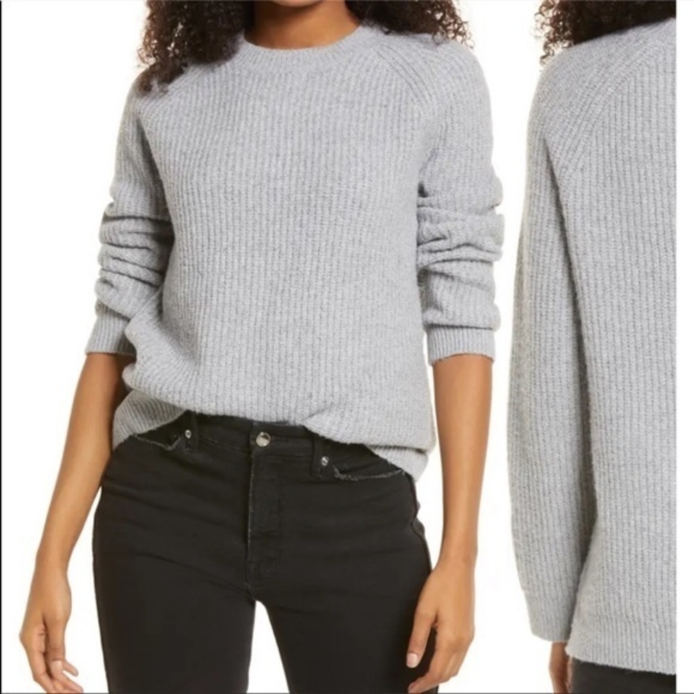 BP Plaited Stitch Recycled Blend Crewneck Sweater Gray XS NWT